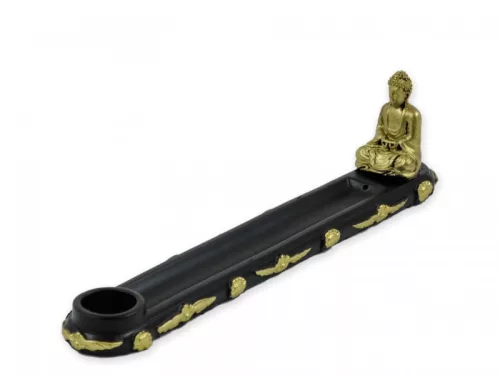 Buddha füstölőtartó arany-fekete – 22 cm