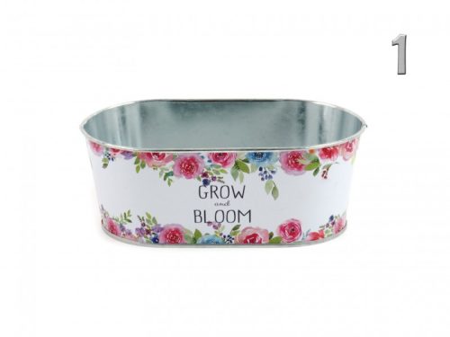 Kaspó ovál rózsás 17 cm Grow and Bloom felirattal