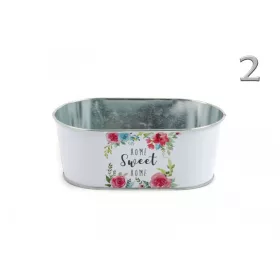 Kaspó ovál rózsás 17 cm Home sweet Home felirattal