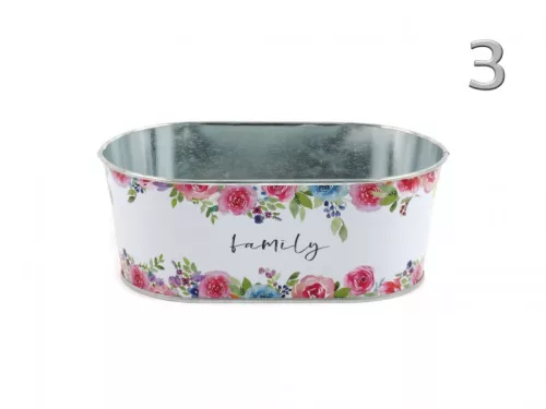 Kaspó ovál rózsás 17 cm Family felirattal