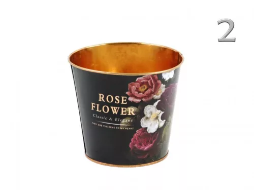Kaspó fekete rózsás 13cm  ROSE FLOWER felirat 2