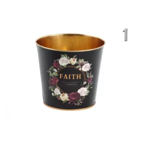 Kaspó fekete rózsás 15cm FAITH felirat 1