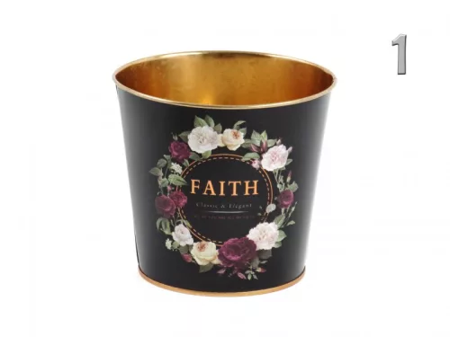 Kaspó fekete rózsás 15cm FAITH felirat 1