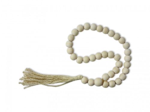 Dekoratív rózsafüzér fa gyöngyökkel 34 cm buddhista imafüzér