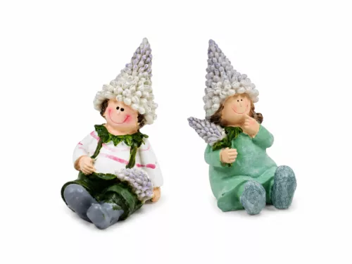 Levendula figura fiú vagy lány ülő 9cm polirezin válaszható/db