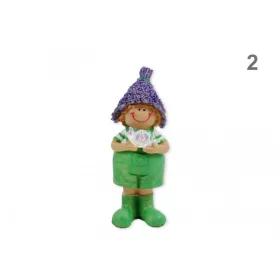 Levendula figura fiú+állat 15cm polirezin