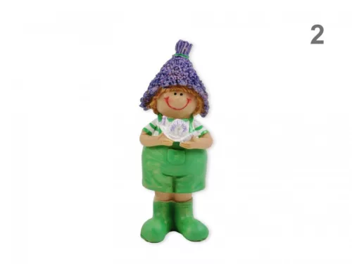 Levendula figura fiú+állat 15cm polirezin