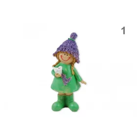 Levendula figura lány+állat 15cm polirezin