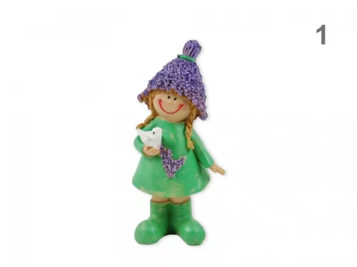 Levendula figura lány+állat 15cm polirezin