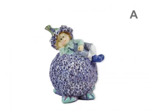 Levendula figura fiú fekvő 11cm polirezin