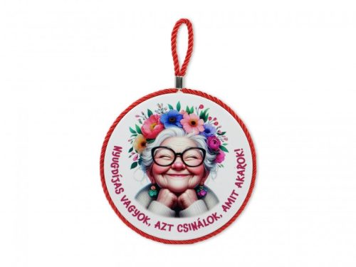 Edényalátét „Nyugdíjas vagyok” női mintával 17x19 cm