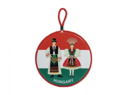 Edényalátét Hungary népviseletes mintával 17x19 cm
