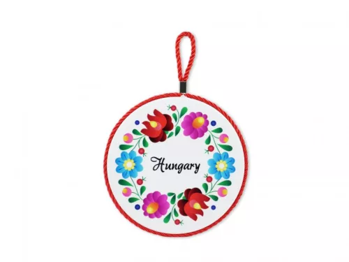 Edényalátét Hungary kerek kalocsai virágmintával 17x19 cm