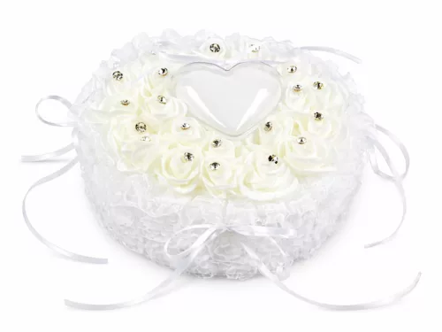 Esküvői rózsás gyűrűtartó 18cm