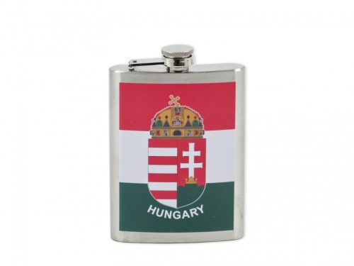 Hungary címeres laposüveg 8 oz rozsdamentes acél flaska magyar zászlóval