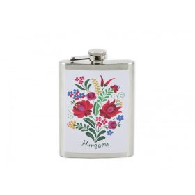   Hungary laposüveg kalocsai mintával 8 oz rozsdamentes acél flaska