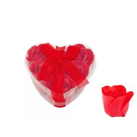 Szappan rózsa szett piros szív dobozban 6db 4cm