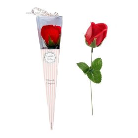 Szappanrózsa szálas, piros 28cm