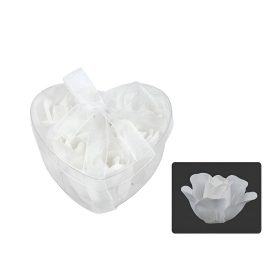 Szappan rózsa szett fehér szív dobozban 6db 4cm
