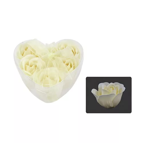 Szappan rózsa szett krém szív dobozban 6db 4cm
