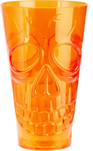 Pohár műanyag koponya mintás 550 ml narancssárga 