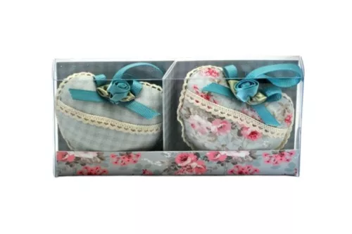 Illatosító párna szív alakú textil 8cm kék rózsa 2db/cs