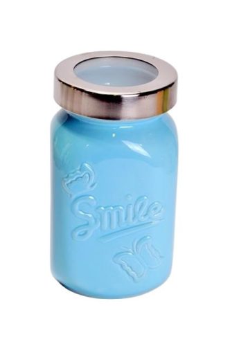 Tároló tetővel kerámia 9,5x9,5x16,5cm kék