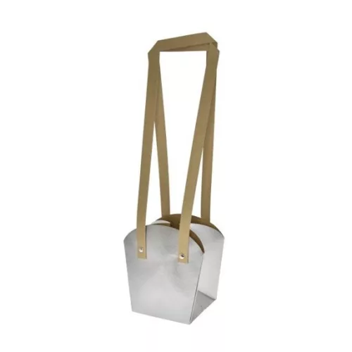 Tasak cserepes virághoz füllel ezüst 16,5x11,5x18,5cm