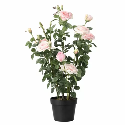 Élethű cserepes selyemvirág rózsabokor rózsaszín 127 cm