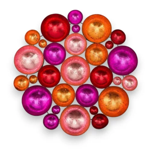 Pink-piros kerek asztali mécsestartó – fém 40×40 cm