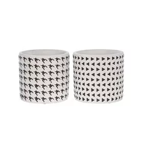 Kaspó mintás cement 13,5x13,5x12,5cm fehér,fekete