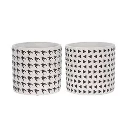 Kaspó mintás cement 13,5x13,5x12,5cm fehér,fekete