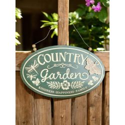   Tavaszi fa akasztós ajtódísz 'country garden' felirattal 35x22cm 