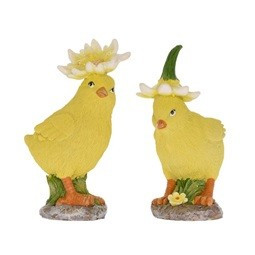 Csibe virág sapkában 3,5x4,5x7cm sárga