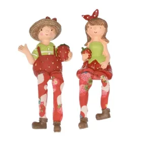   Gyerek fiú vagy lány eper ruhában lógólábú  9x5,5x18cm piros ,zöld