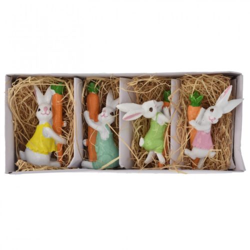 Nyúl répával fekvő  3,2x1,7x5,8 cm sárga,kék,zöld 4db