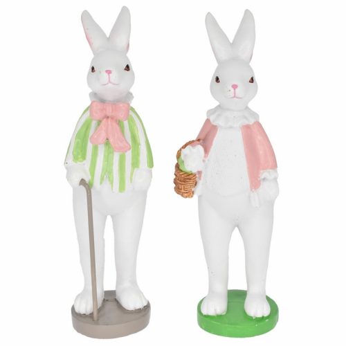 Nyúl bottal kosárral álló  4x4,6x14,1 cm zöld,rózsaszín 2féle