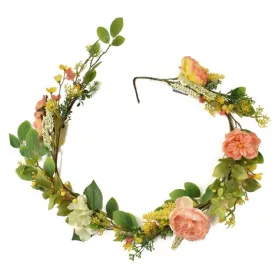   Selyemvirág girland peoniával, hortenziával 150 cm zöld, naranc