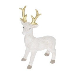 Szarvas álló,glitteres,kerámi 11,8x7,2x16,5cm fehér,arany