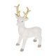 Szarvas álló,glitteres,kerámi 11,8x7,2x16,5cm fehér,arany