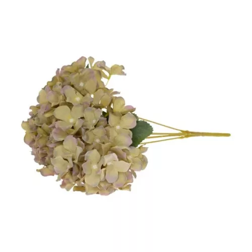 Selyemvirág Hortenzia csokor 5 ágú 55 cm lila-krém