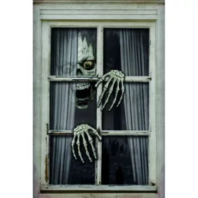 Ablakdekor Halloween csontváz 80x120 cm bézs, fekete