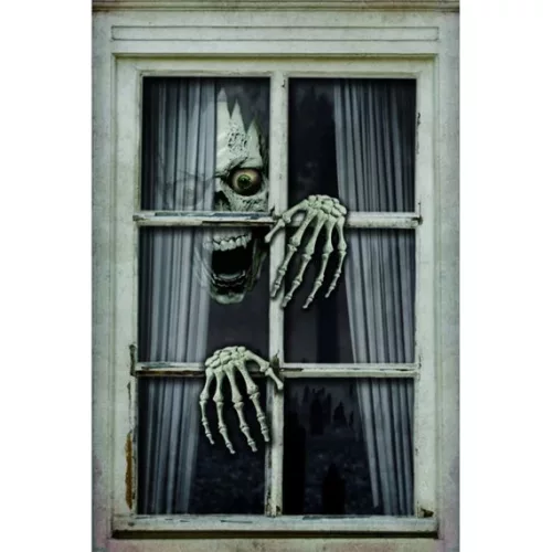 Ablakdekor Halloween csontváz 80x120 cm bézs, fekete