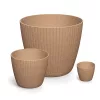 Virágcserép Lamia Round Eco wood 138x115 mm natúr Prosperplast