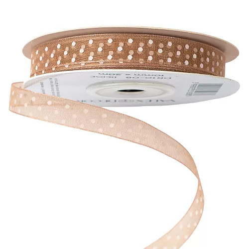 Pöttyös organza szalag 10mm x 20m - bézs