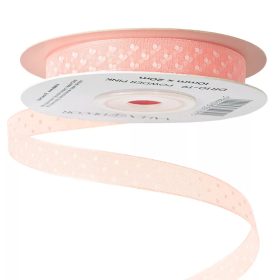 Pöttyös organza szalag 10mm x 20m - púder rózsaszín