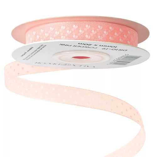 Pöttyös organza szalag 10mm x 20m - púder rózsaszín