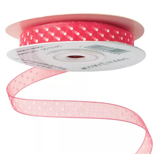 Pöttyös organza szalag 10mm x 20m - ciklámen