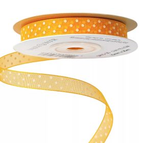 Pöttyös organza szalag 10mm x 20m - napsárga
