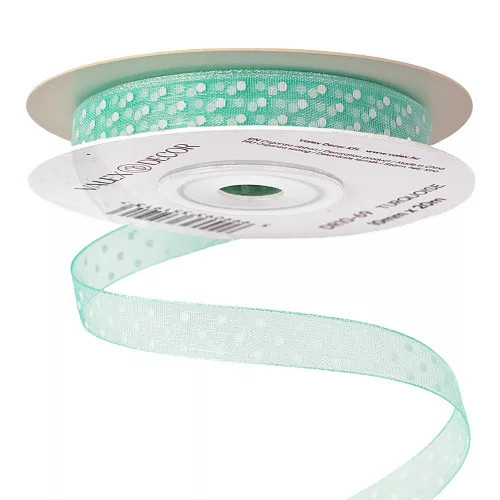 Pöttyös organza szalag 10mm x 20m - türkiz